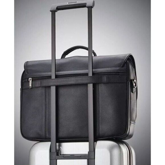 Samsonite Classic Leather FlapOver Briefcase 15.6" Laptop Black 126040-1041 - Picture 7 of 7